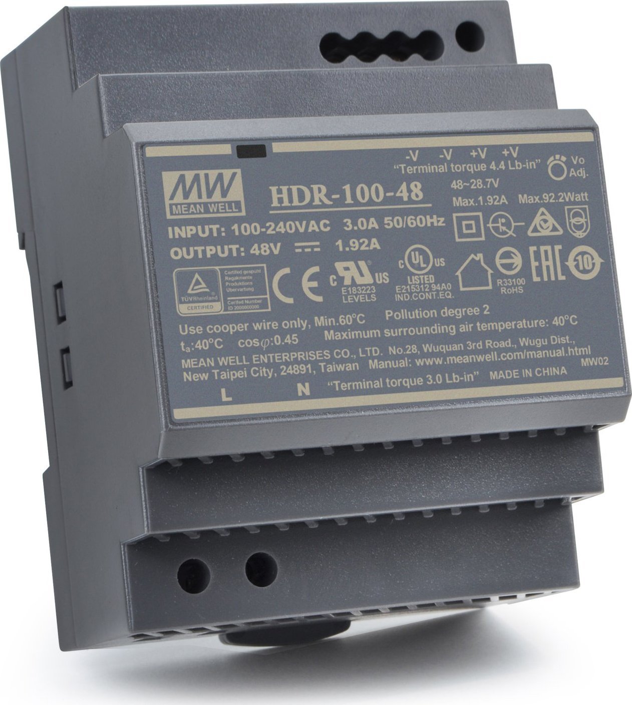 Mean Well Zasilacz 48V na szynę DIN TH35 100W Mean Well HDR