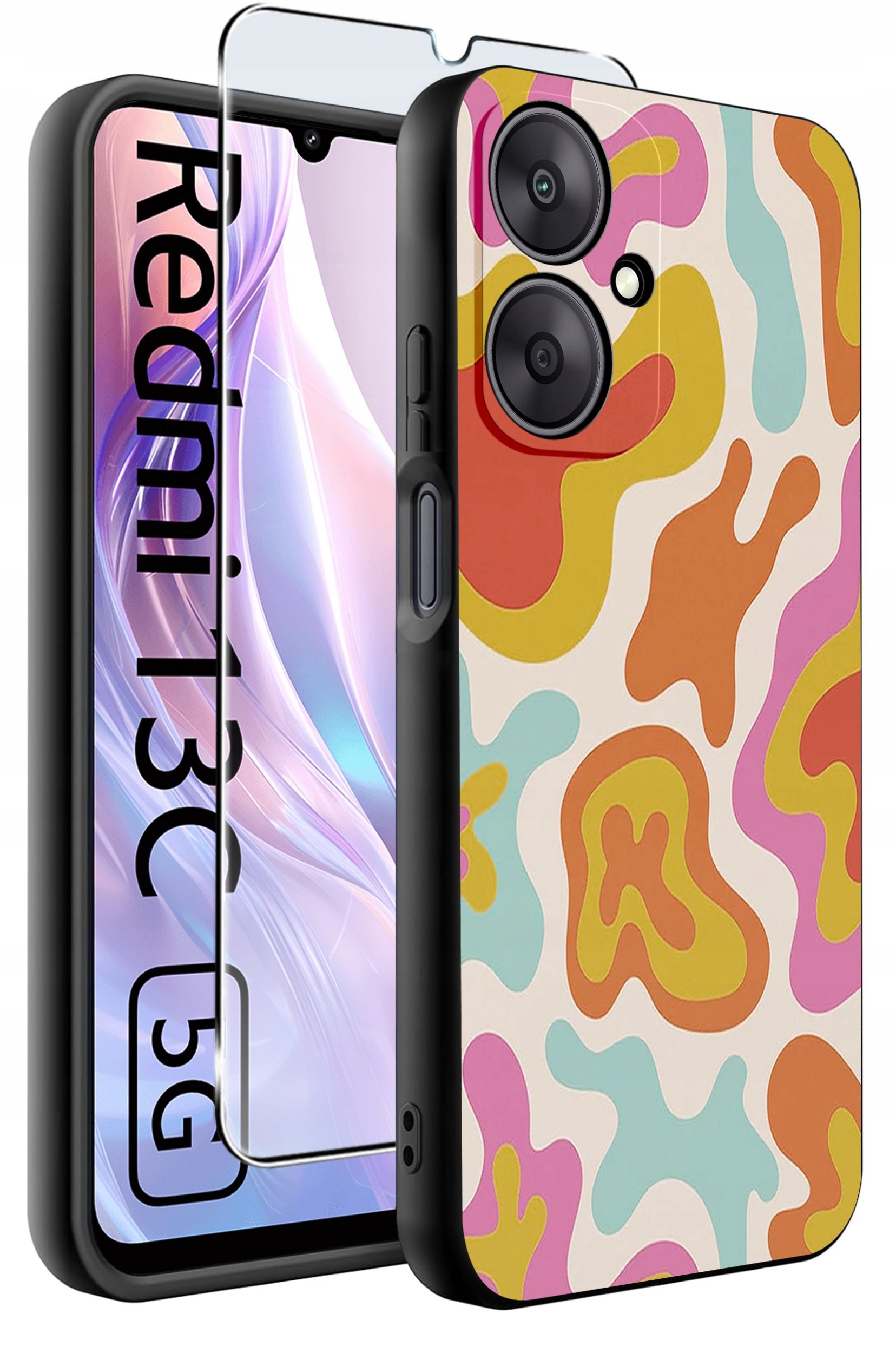 ETUI do Xiaomi Redmi 13C 5G WZORY |SILIKONOWE MATT CASE +SZKŁO HARTOWANE 9H