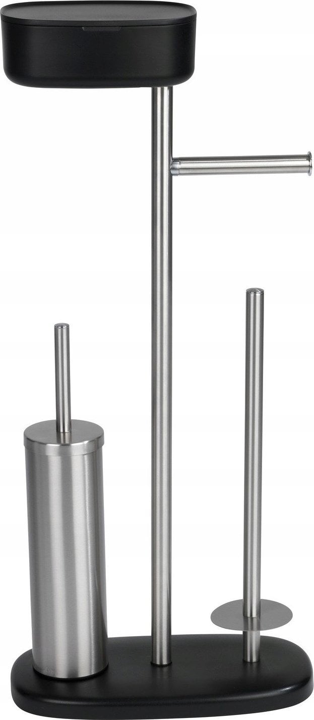 Wenko Stojak na papier i szczotkę wc z półką i koszem RIVAZZA, 4w1, czarny, WENKO