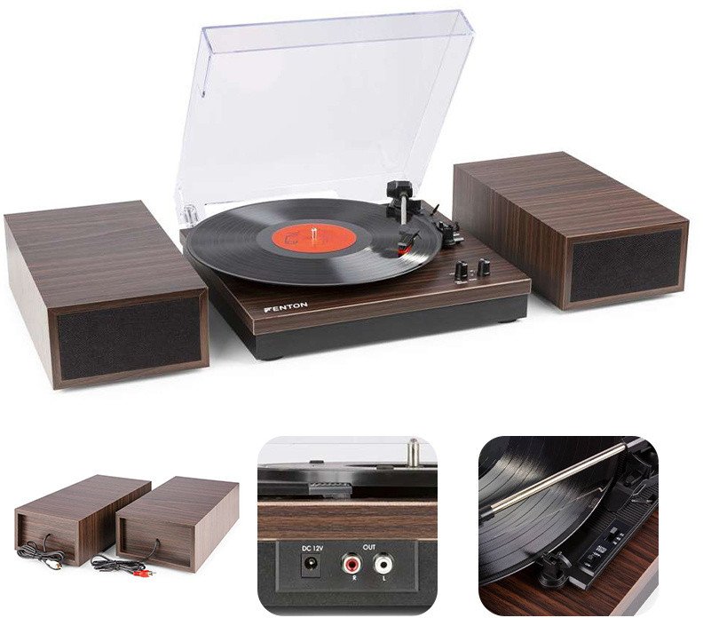 Gramofon RP165D Fenton głośniki BT brązowy one size