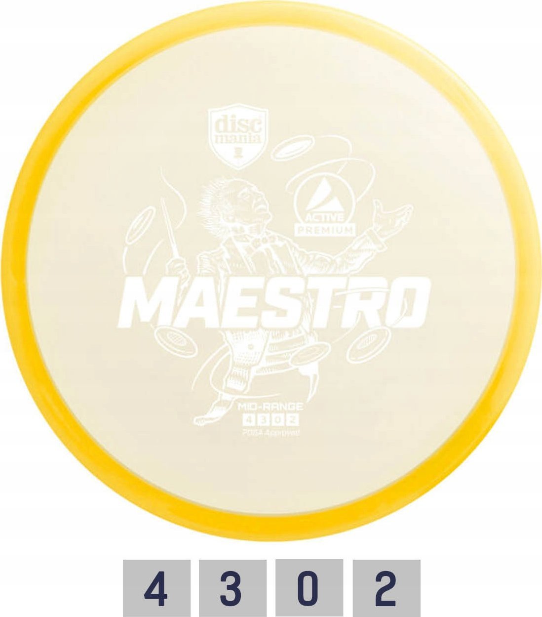 Discmania Diskgolfo diskas Midrange Driver MAESTRO Active Premium Geltona