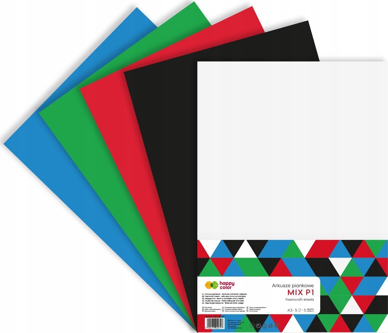 Happy Color Arkusze piankowe A3 5szt mix P1 HAPPY COLOR