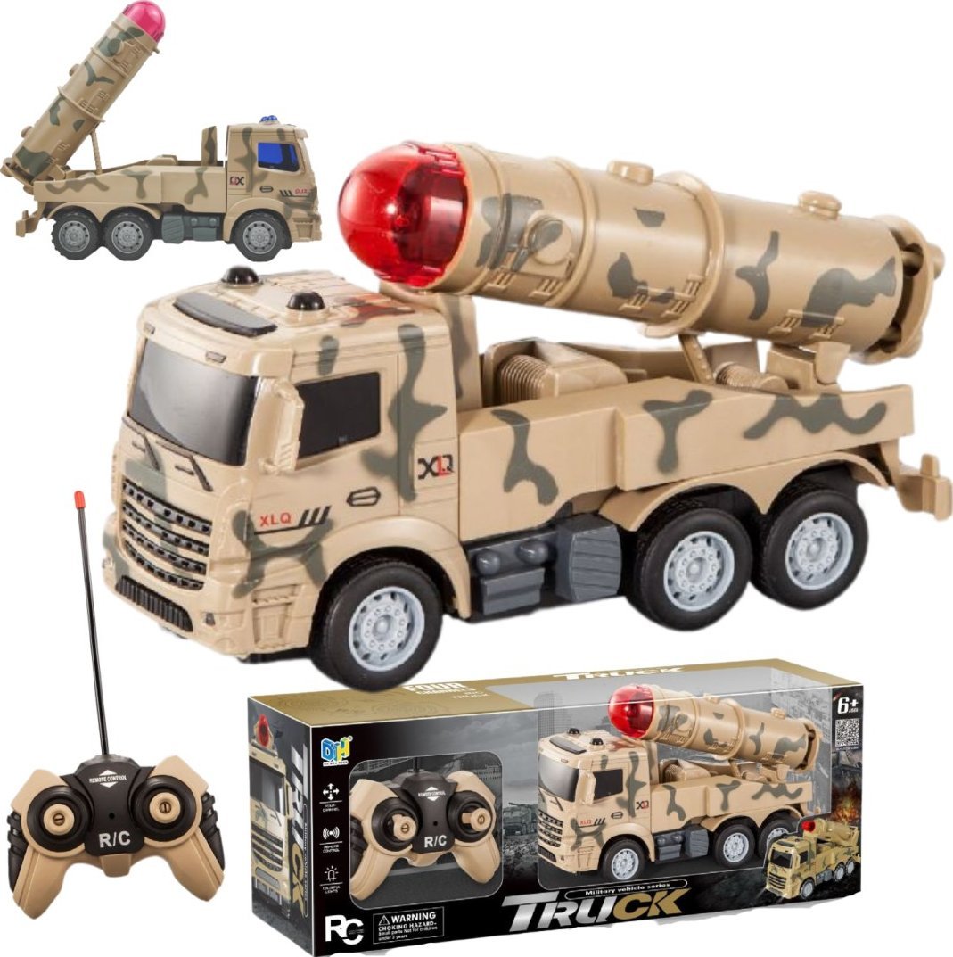 CIĘŻARÓWKA POJAZD WOJSKOWY ZDALNIE STEROWANY WYRZUTNIA RAKIETOWA DŹWIĘK LED