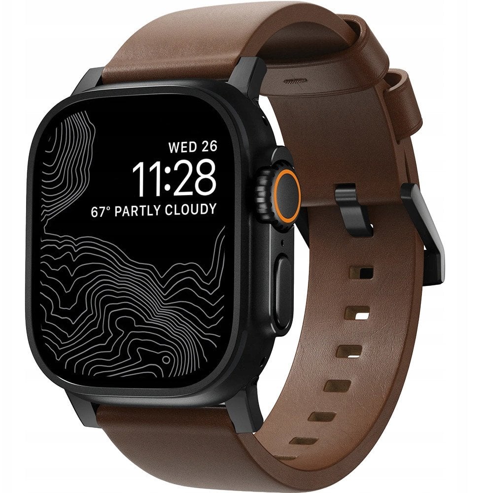 Nomad Modern Band - brown leather, black hardware - AW 46mm/49mm