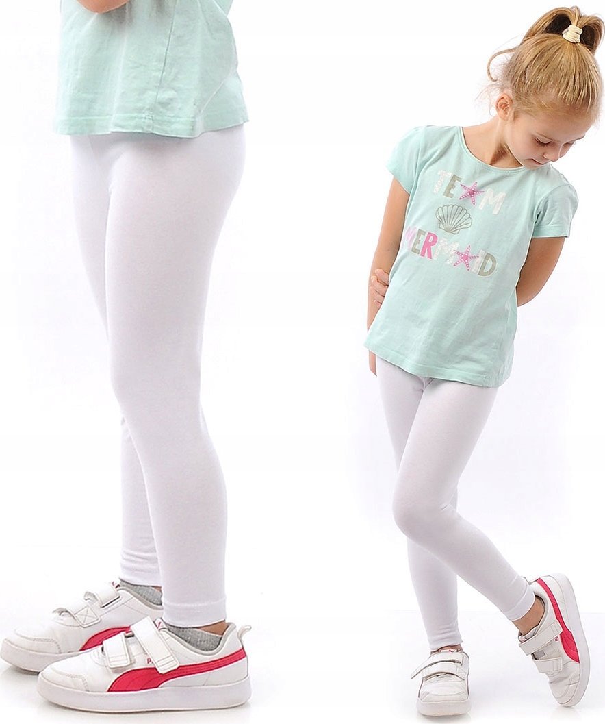 Legginsy dziecięce długie bawełniane klasyczne Białe 146