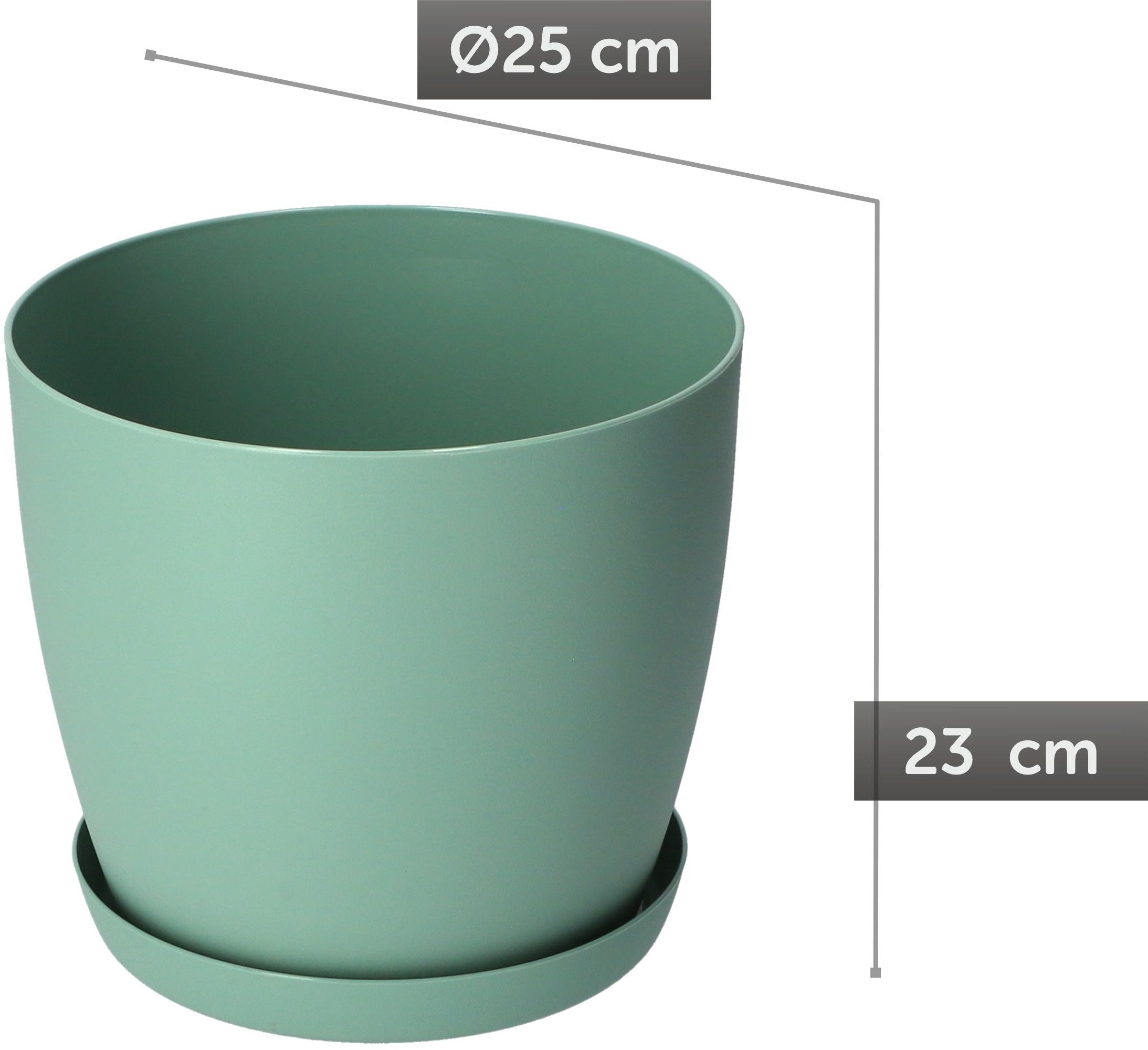 KADAX Doniczka Osłonka Donica 25cm Na Kwiaty Z Podstawką Zielona Do Salonu