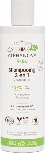 Alphanova Bebe Alphanova Bebe Bio, Szampon 2 w 1 dla niemowląt, 200ml