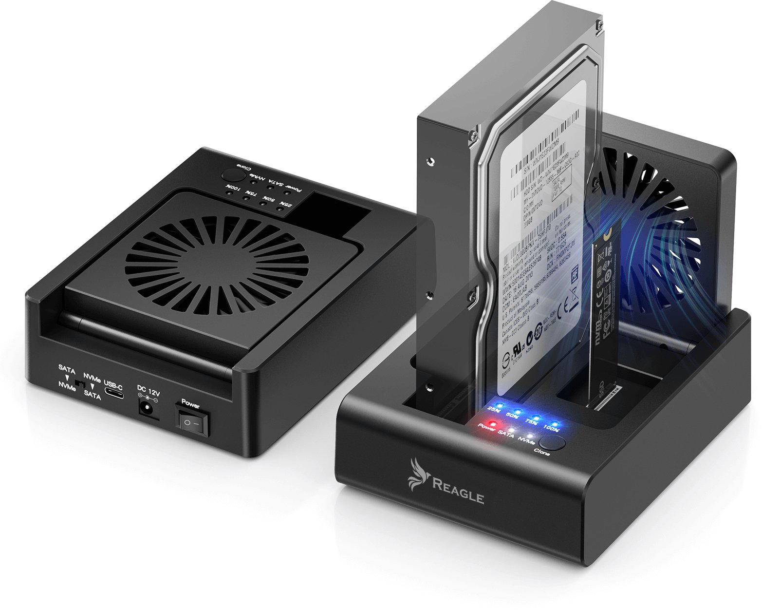 STACJA DOKUJĄCA DYSKU SSD HDD SATA 2,5" 3,5" NVME M.2 USB OBUDOWA KLONUJĄCA