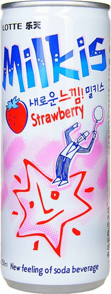Lotte Milkis, mleczny napój gazowany o smaku truskawkowym z witaminami 250ml - LOTTE uniwersalny