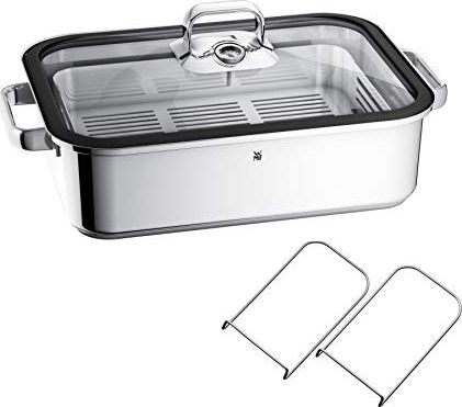 WMF Parowar / prażalnik WMF Vitalis, ze szklaną pokrywą z silikonową obręczą, termometrem do gotowania, tacą do gotowania, stal nierdzewna Cromargan,