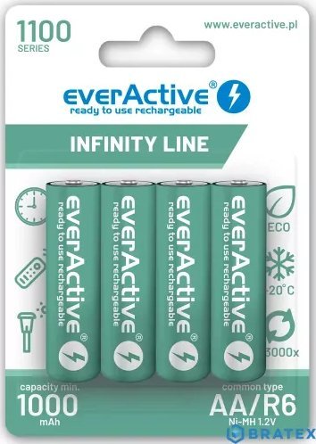 EverActive Akumulatory R6/AA 1100 mAH, blister 4 SZT. INFINITY LINE, technologia ready to use
