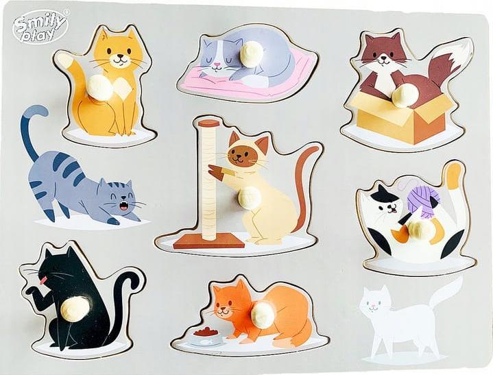 Smily Play Drewniane puzzle układanka pinezki Kotki Smily Play