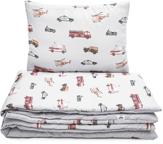 Pościel z bawełny satynowej 100x135cm - POJAZDY