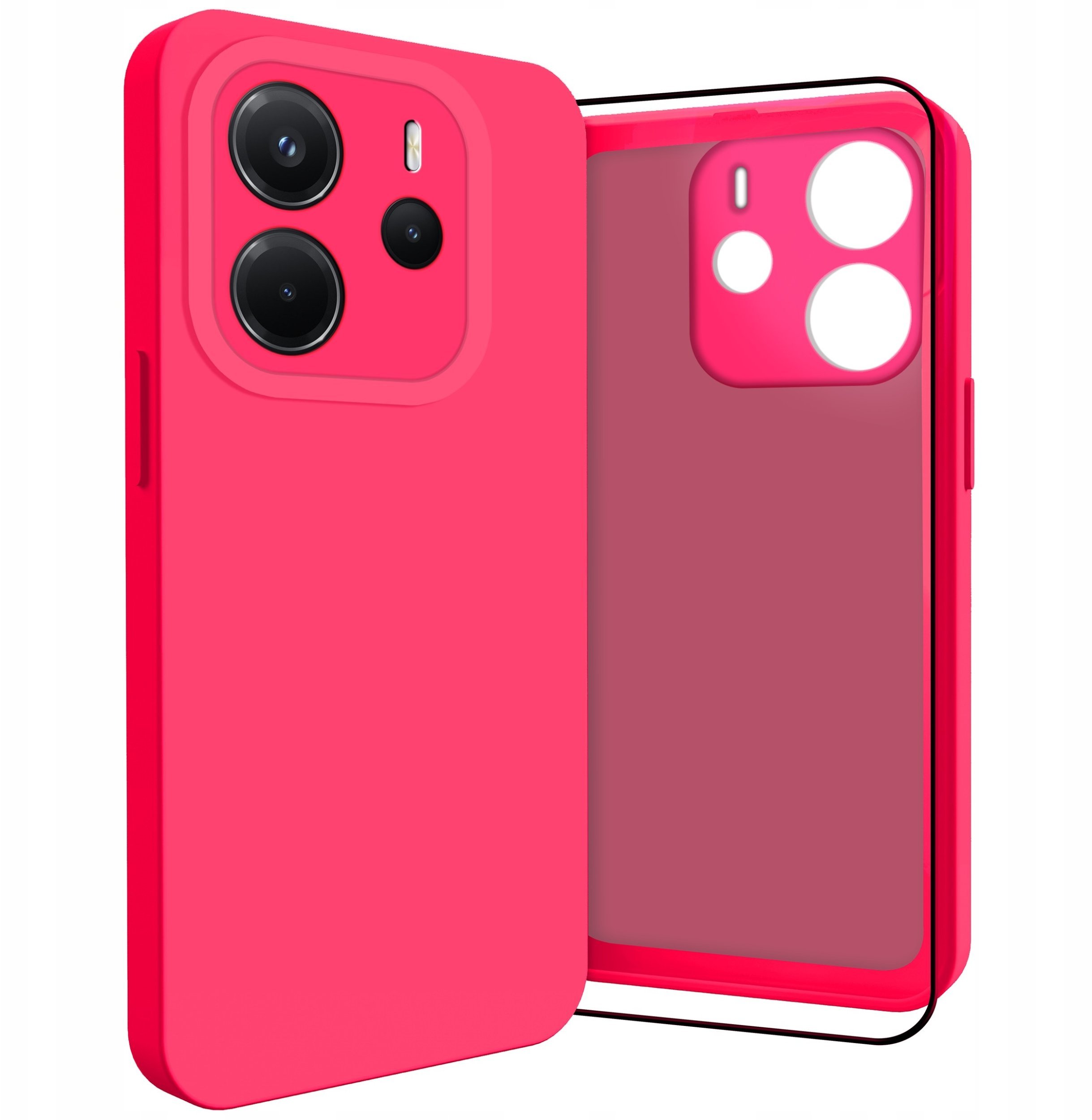 Etui do Xiaomi Redmi Note 14 4G (Osłona Kamery, Fuksjowe, Plecki) Szkło