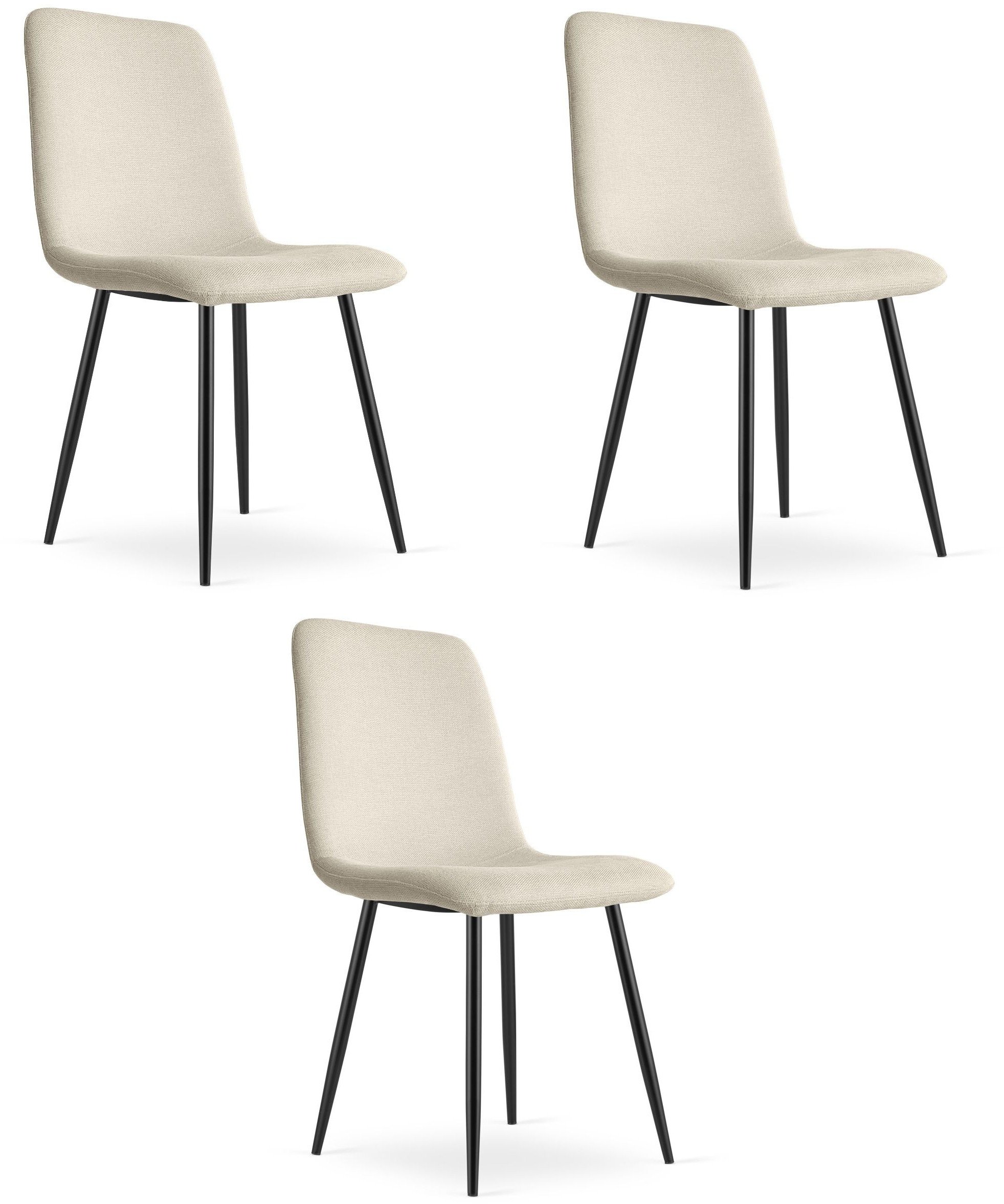 Krzesło beżowe tapicerowane RIFT tkanina do jadalni kuchni salonu x3