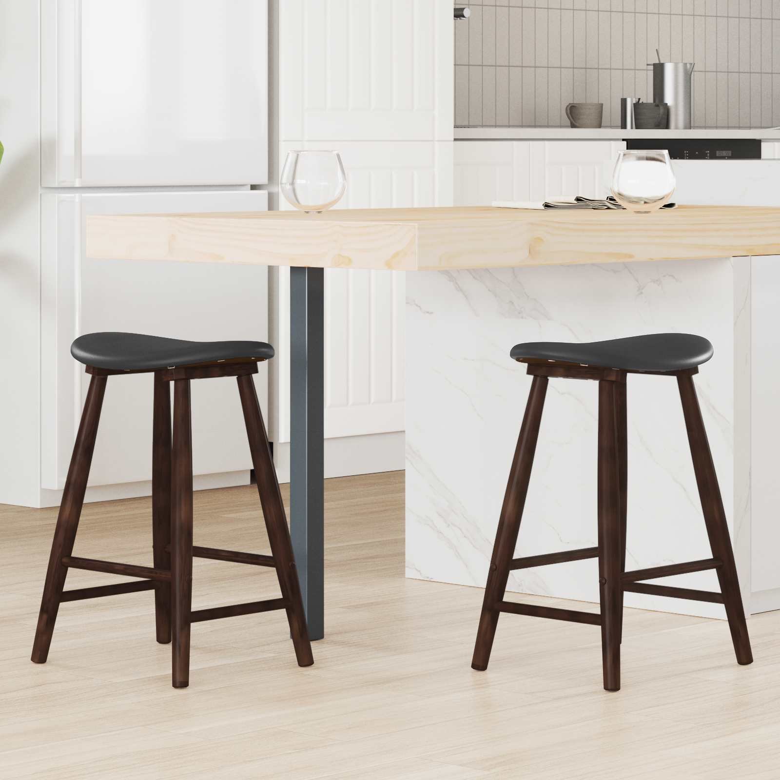 vidaXL Krzesła jadalne 2 pcs Jasny Brąz 46 x 37 x 63 cm Drewno Gumowe