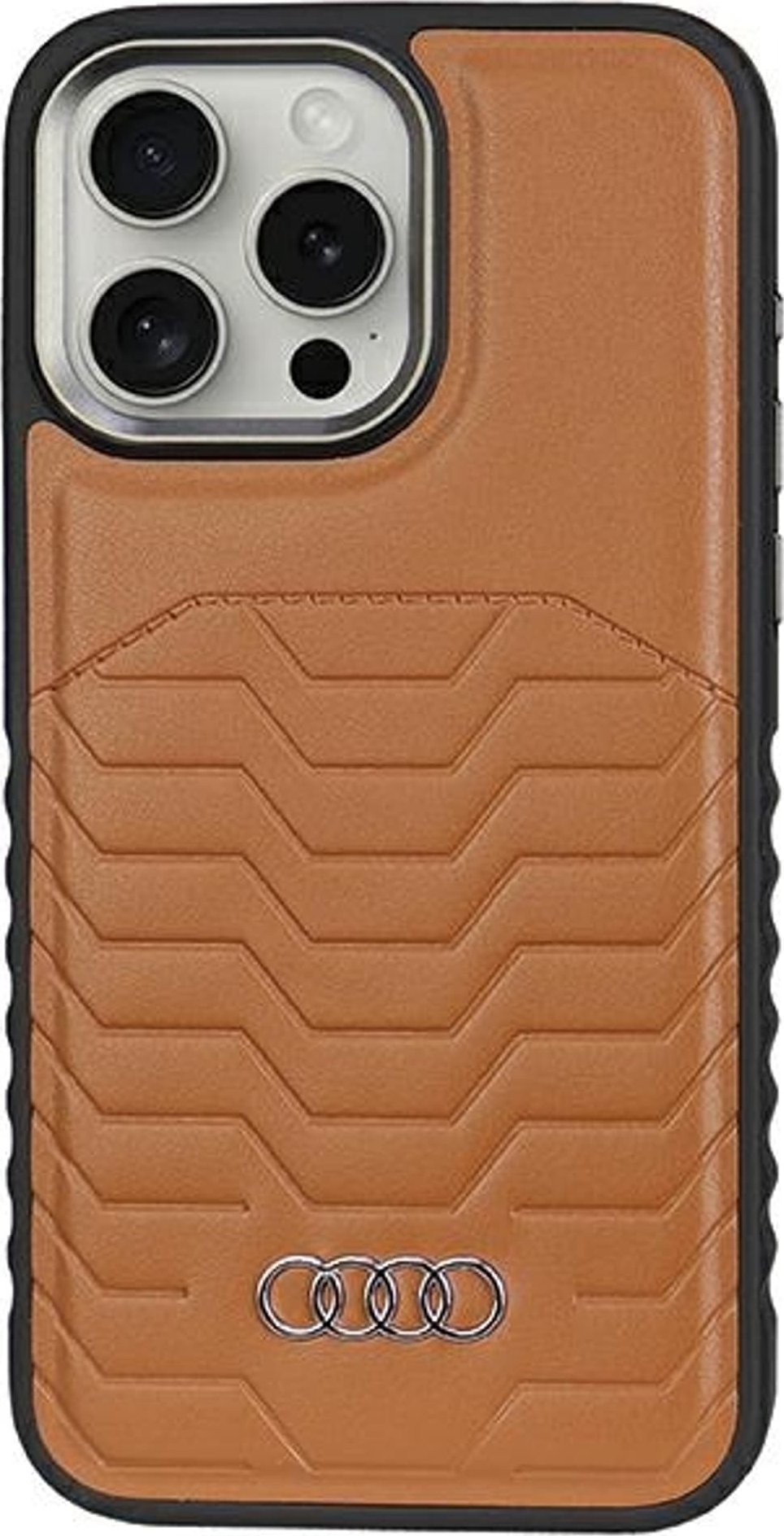 Audi Synthetic Leather MagSafe iPhone 14 Pro 6.1" brązowy/brown hardcase AU-TPUPCMIP14P-GT/D3-BN