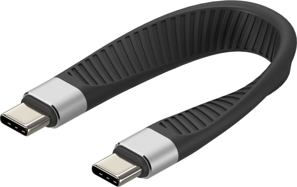 Kabel USB Techly USB-C - USB-C 0.12 m Czarny (ICOC-USBC-FL-U4)