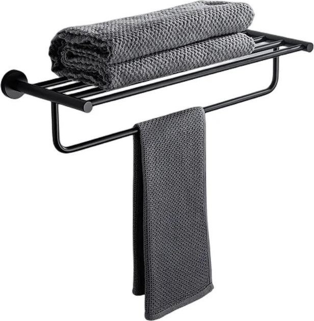 Delvant WIESZAK UCHWYT NA RĘCZNIK Z PÓŁKĄ CZARNY