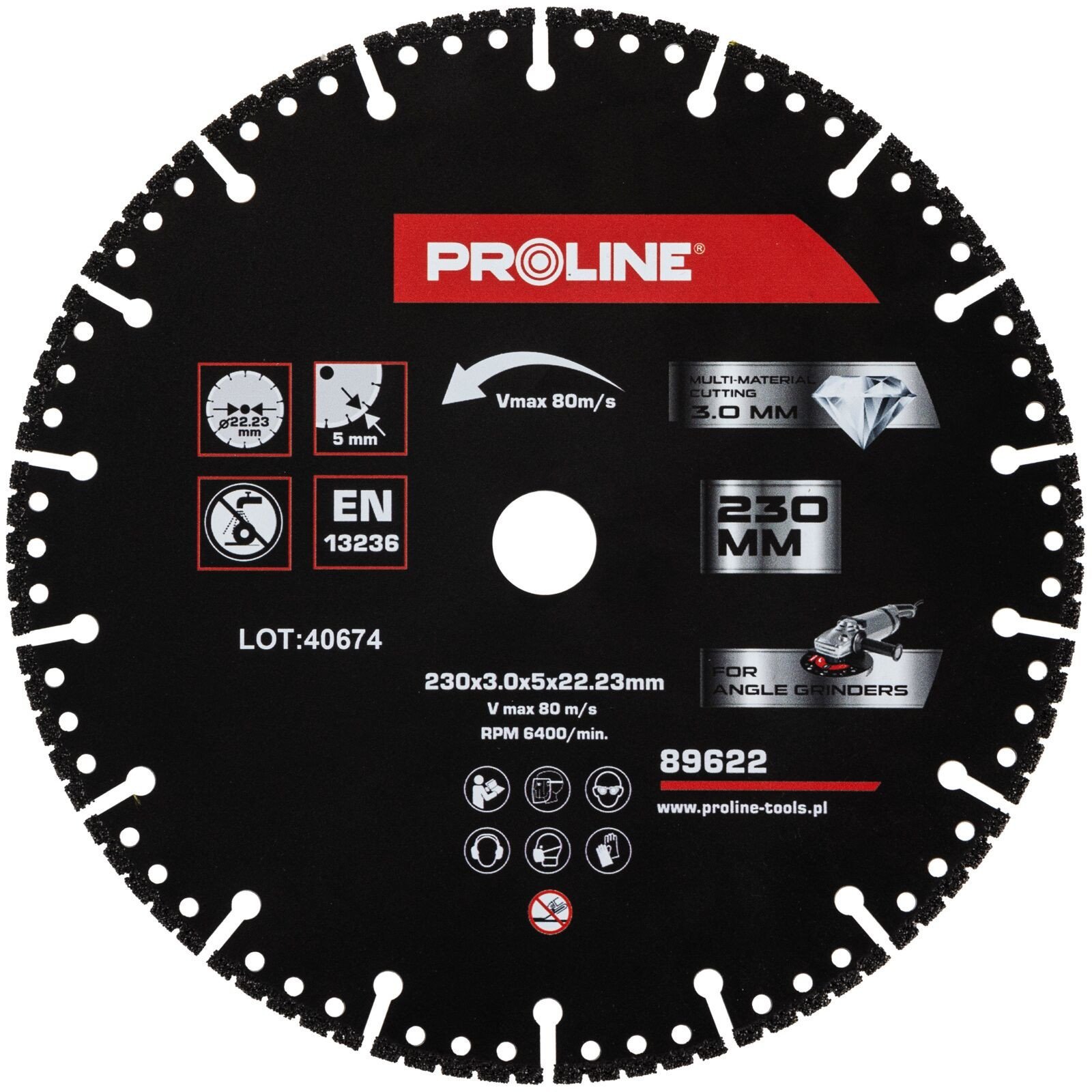 Tarcza diam.do cięcia,multi-materiał.,230*3.0* 22.23,proline