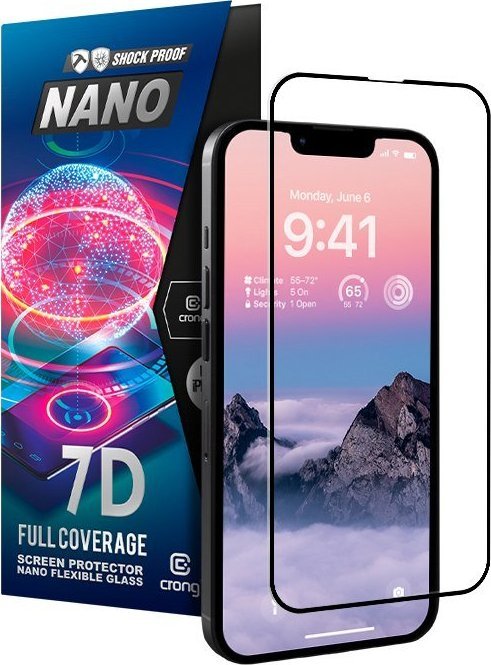 Crong Crong 7D Nano Flexible Glass - Niepękające szkło hybrydowe 9H na cały ekran iPhone 14 Pro