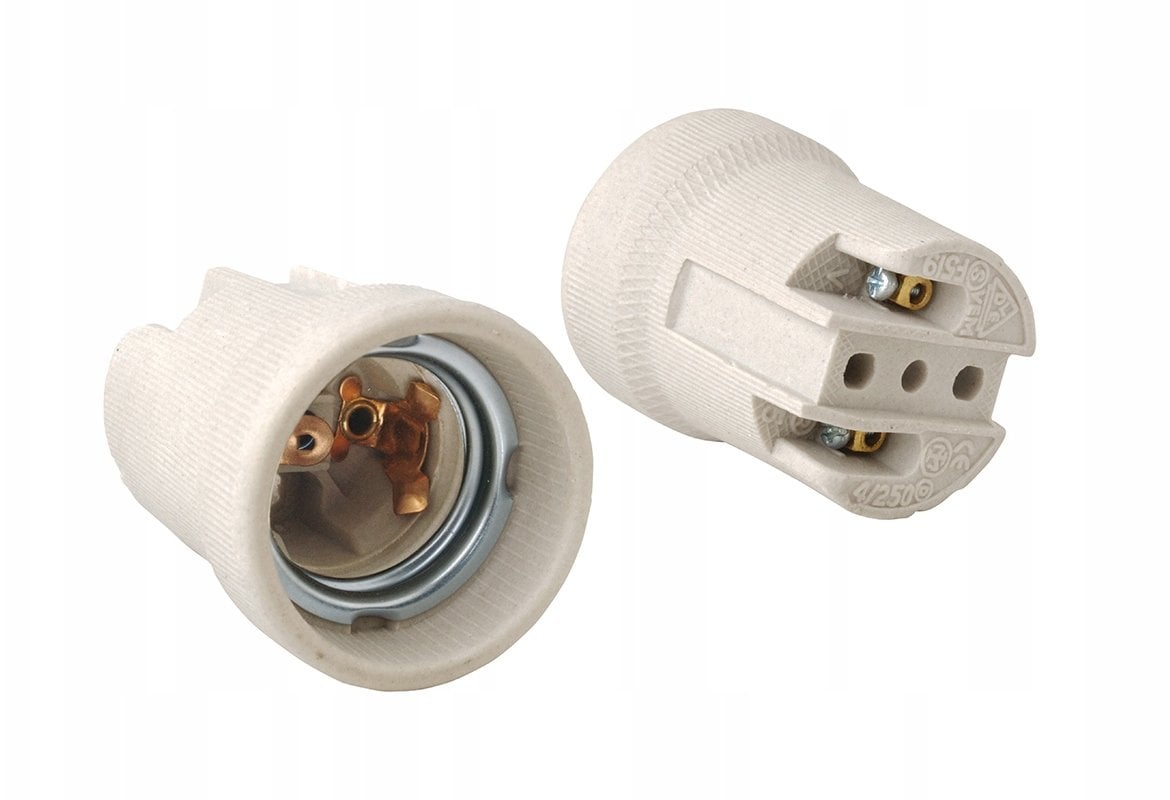 Oprawka ceramiczna E27 z mocowaniem, szara