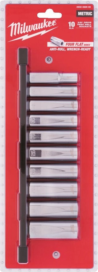 Milwaukee MILWAUKEE ZESTAW NASADEK 10 szt. 3/8" METRYCZNE DŁUGIE