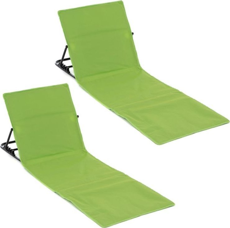 Regulowana podkładka plażowa z oparciem, zielona, 2 sztuki