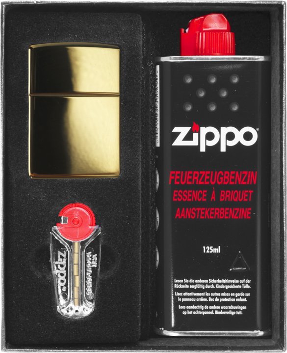 Zestaw ZIPPO Zapalniczka BRASS HIGH POLSHED Prezentowy No1