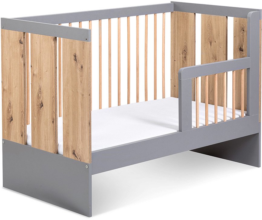 Łóżko PAULINE z barierką grafit - dąb 120x60