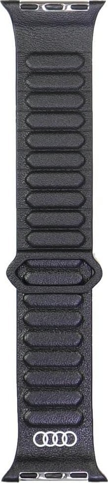 Pasek Audi Logo Genuine Leather Magnetic Ring do Apple Watch 40/41/42mm czarny