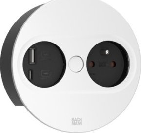 Bachmann BACHMANN TWIST 2 1xUTE 1xUSB A/C 22W 2,0m AEH RAL9010 30GE rond