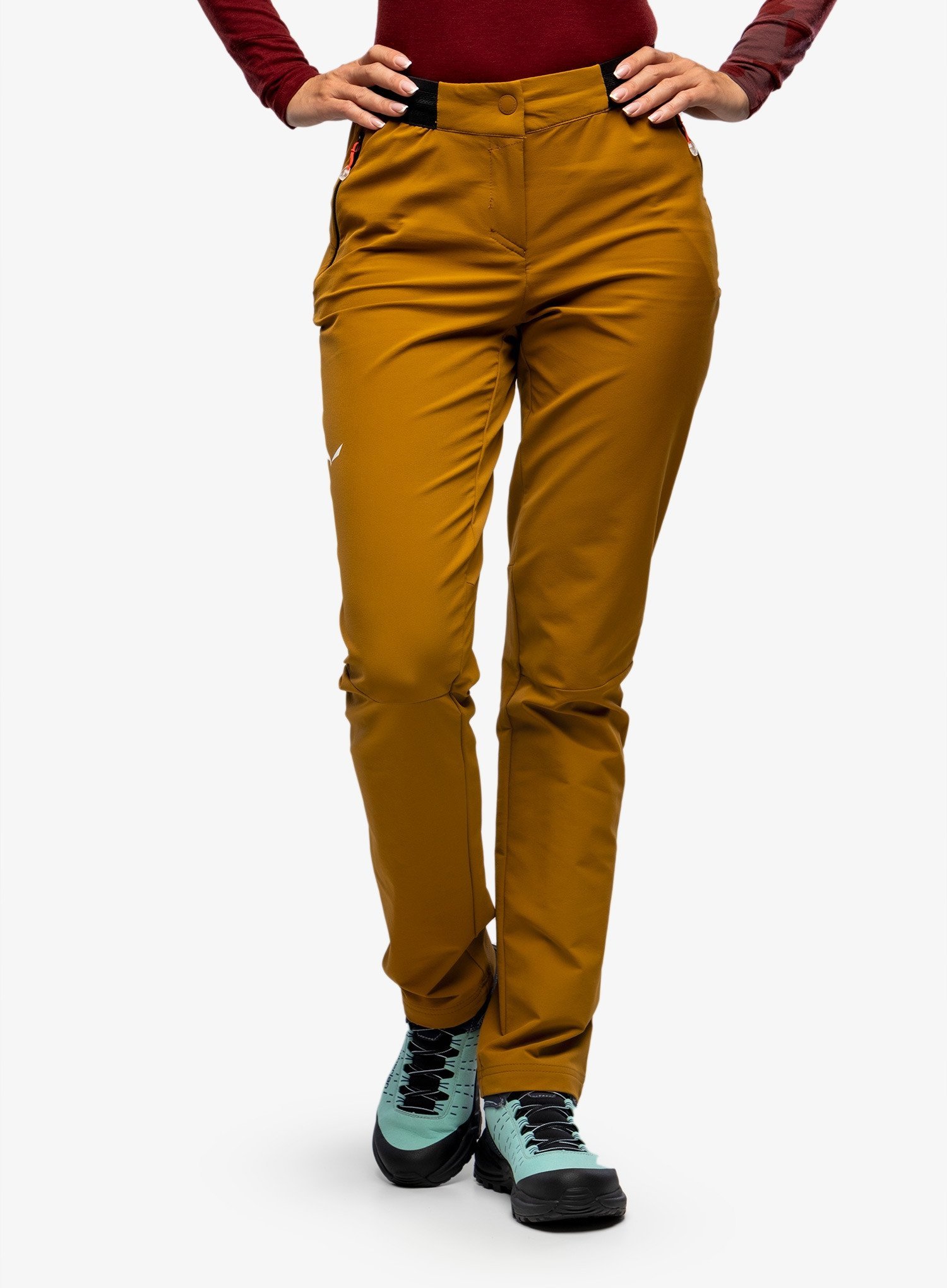 Spodnie softshell damskie Salewa Pedroc 2 DST Regular Pant - golden brown rozmiar: xs