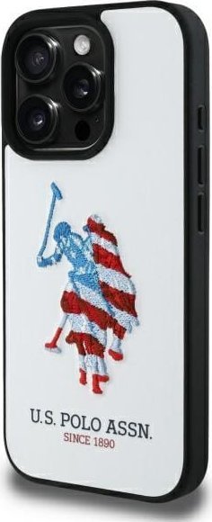 US Polo USHCP15XPUSH iPhone 15 Pro Max 6,7" biały/white Leather Big DH American Flag