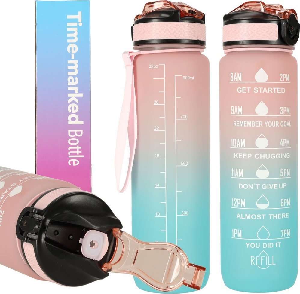 4kom.pl Butelka na wodę bidon 1l różowo-niebieska