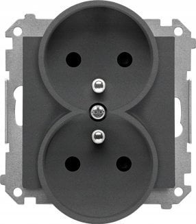 Kontakt-Simon Gniazdo wtyczkowe Kontakt-Simon 55 TGZ2MCZ.01/116 podwójne z uziemieniem z przesłonami moduł 16 A, 250V~, szybkozłącza grafitowy mat