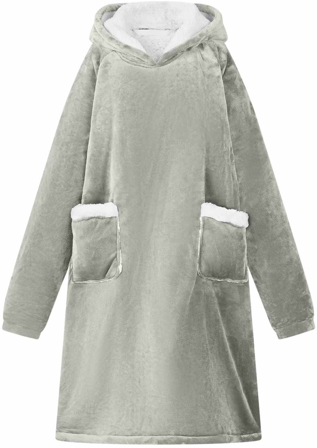 vidaXL Bluza-koc Szary Fleece i Flanela
