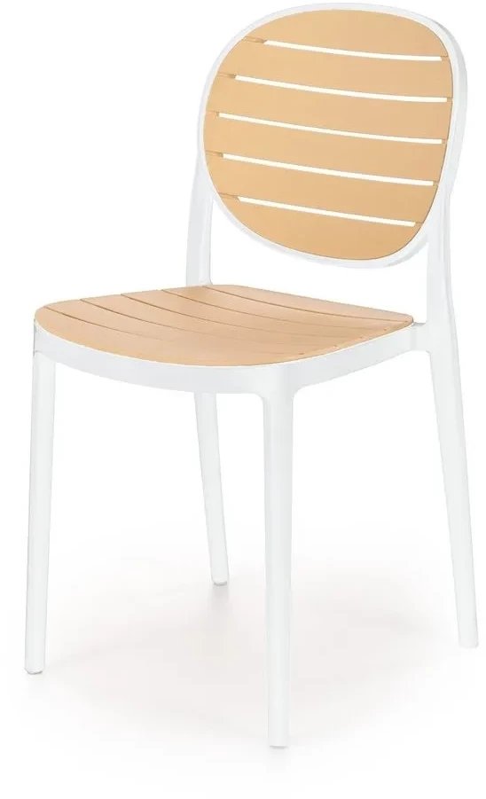 Krzesło K529 białe/beżowe z tworzywa PVC HALMAR