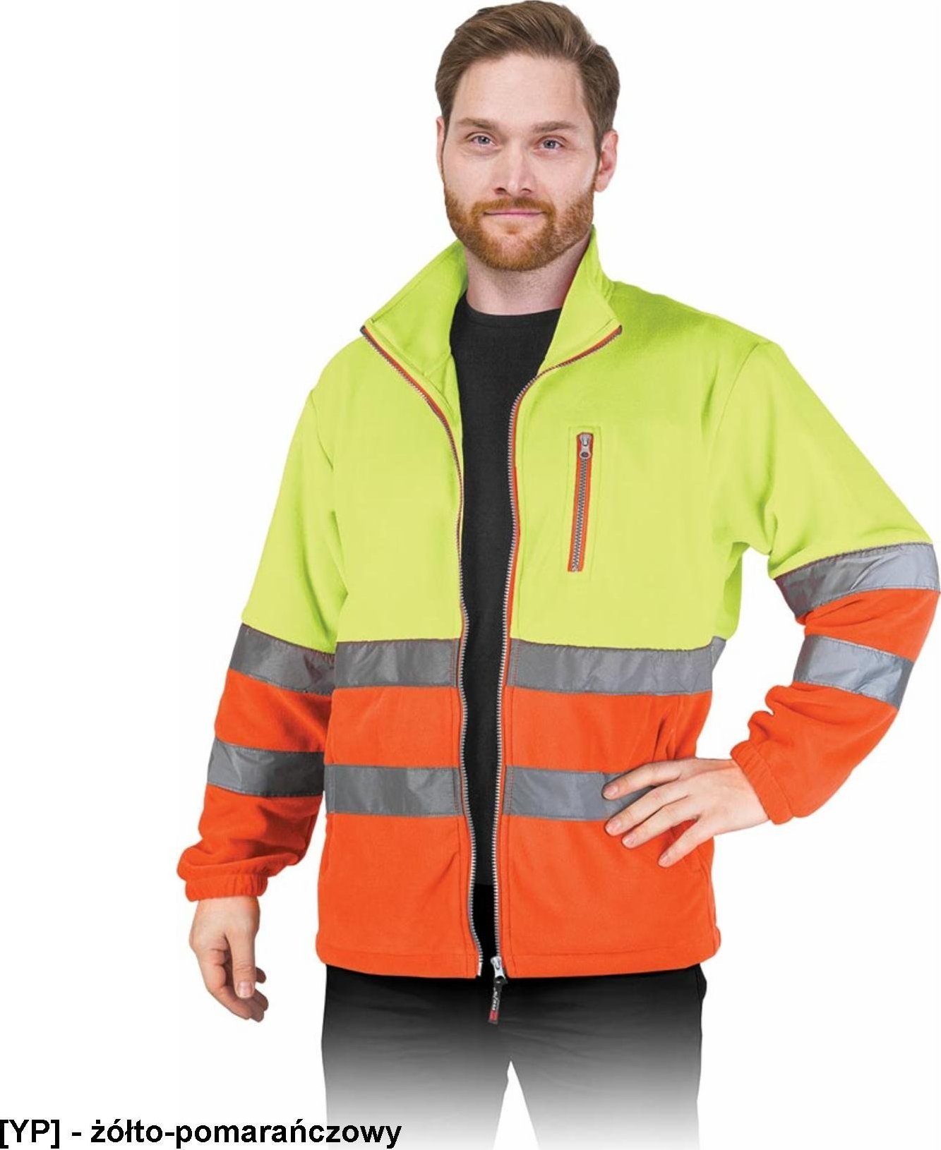 R.E.I.S. POLSTRIP - bluza polarowa z pasami odblaskowymi - ŻÓŁTO-POMARAŃCZOWY M