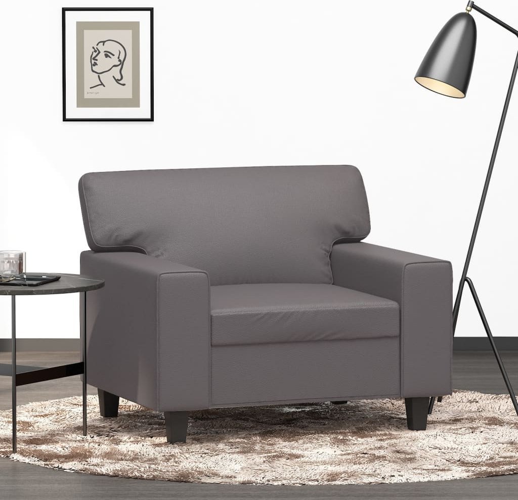 vidaXL vidaXL Fotel, szary, 60 cm, obity sztuczną skórą