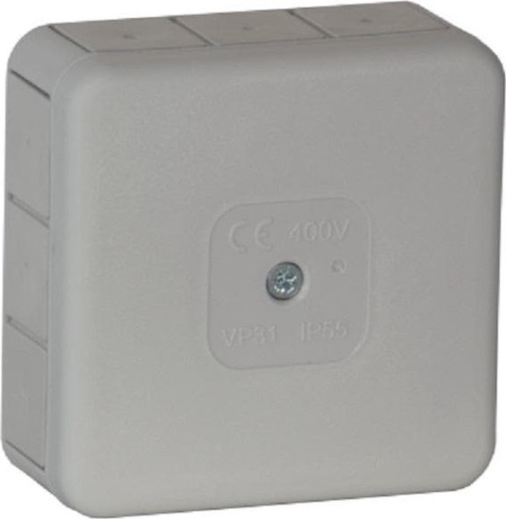 ViPlast Puszka natynkowa pusta 12 wlotów VIPLAST VP-31 SZARA IP55 85x85x37mm 031-03