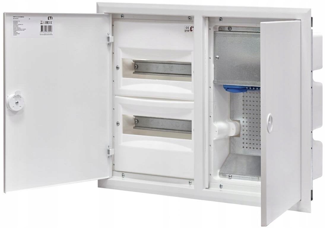 Eti-Polam Rozdzielnica hybrydowy 2x12 podtynkowy drzwi metalowy biały / IP40 400V AC / ERP12-2-2H MEDIA 001101373