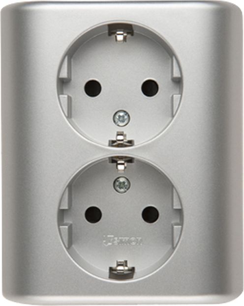 Kontakt-Simon Simon 54 Gniazdo podwójne Schuko podtynkowe z przesłonami wersja skandynawska 16A 250V białe EGSZ2SPZ/11