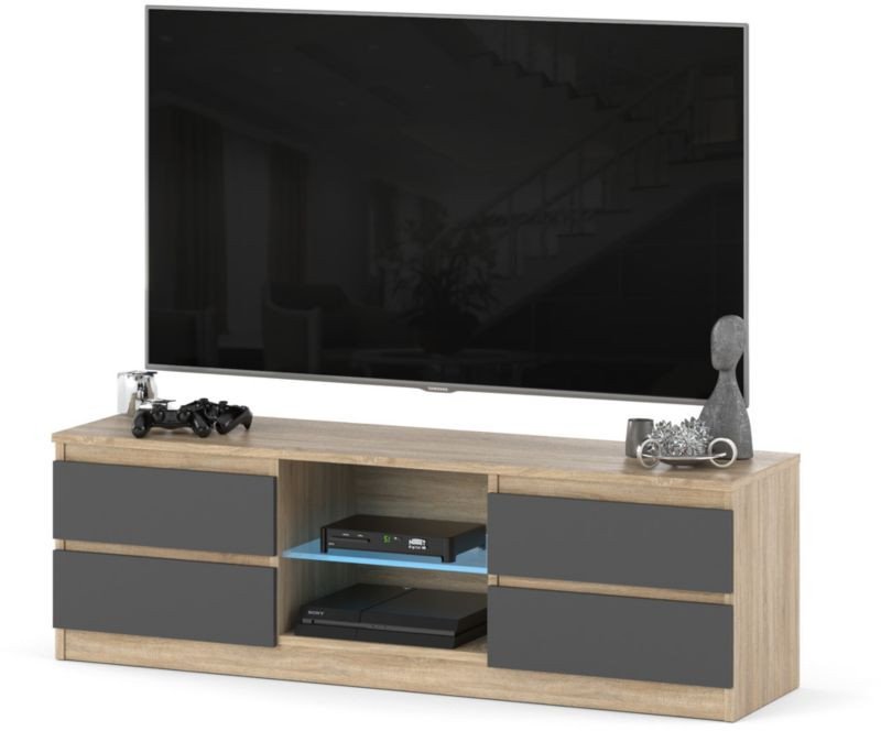 Szafka rtv stojąca 138cm 4 szuflady do salonu dąb sonoma san sebastian