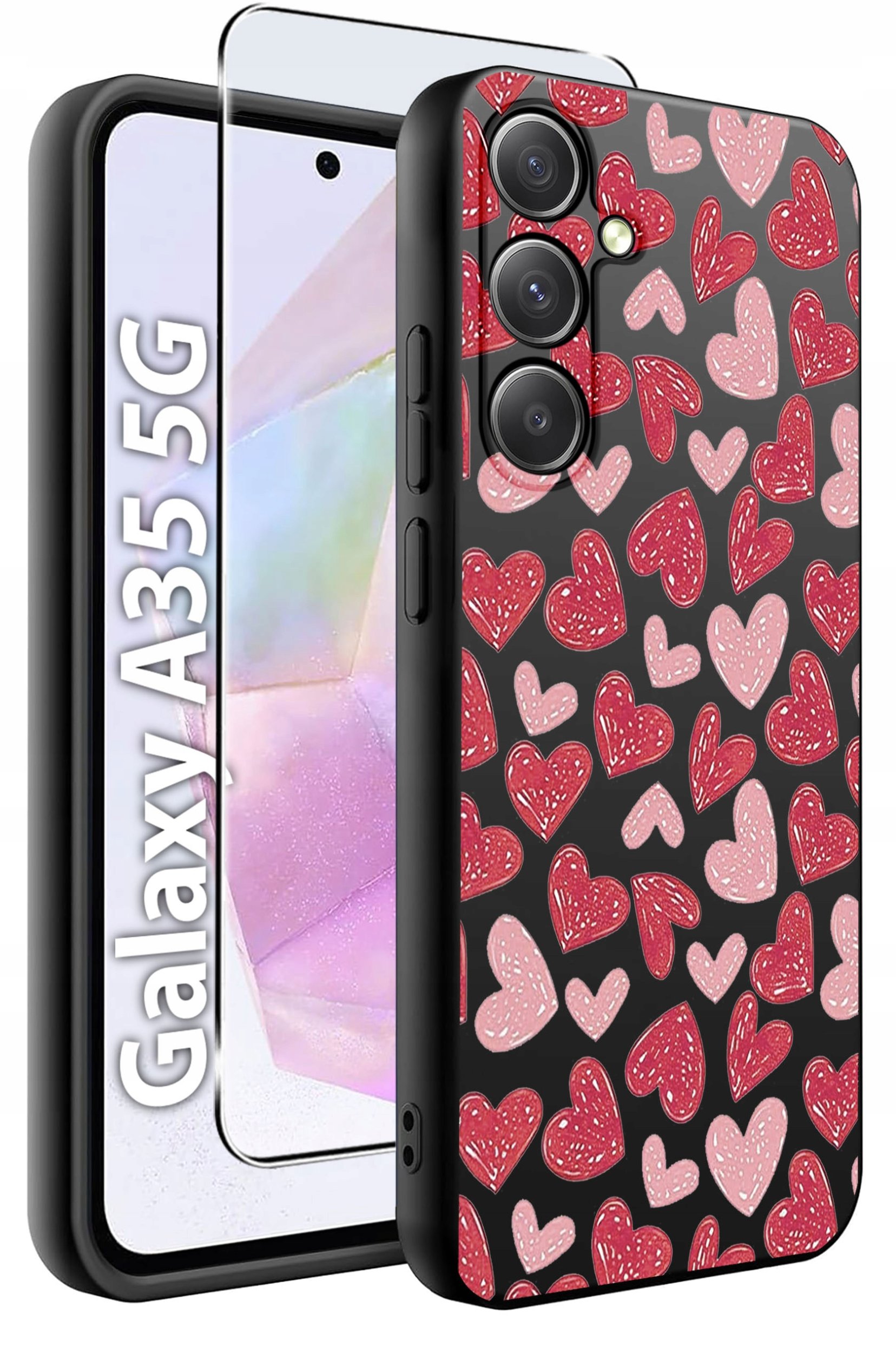 ETUI do Samsung A35 5G WZORY | SILIKONOWE MATT CASE + SZKŁO HARTOWANE 9H