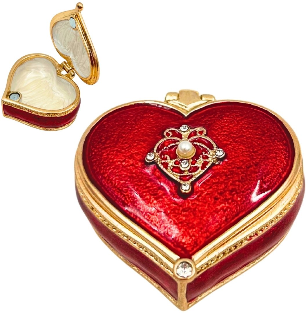 Ekskluzywne Szkatułka Pudełeczko na Biżuterię - Serce z Kryształkami - B0767-06RD