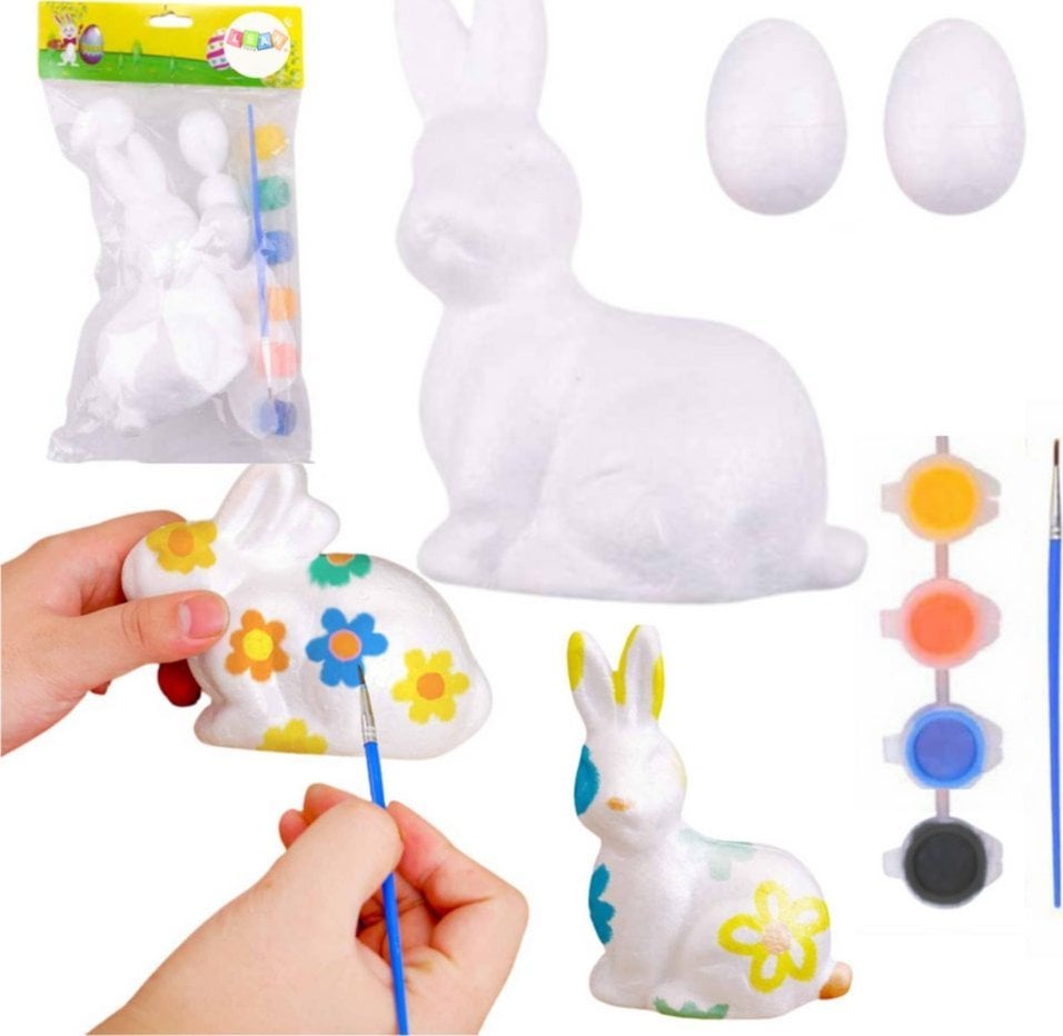 Zestaw Do Malowania Styropianowych Ozdób Zając 2 Jajka Farby LEAN TOYS
