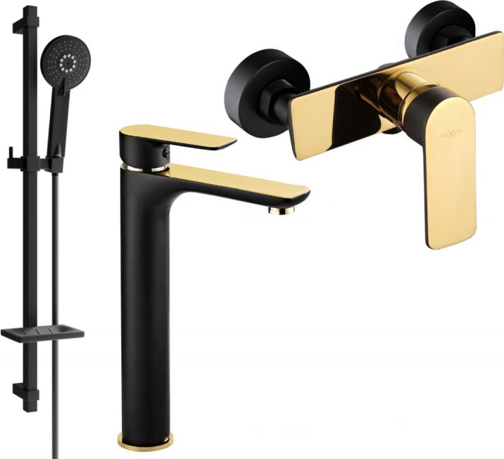 Mexen Mexen Alfa DQ40 zestaw prysznicowy, czarny/złoty - 745714DQ40-75