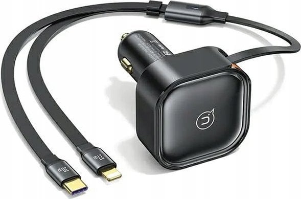 Ładowarka Usams Ładowarka samochodowa USAMS C41 ze zwijanym kablem 1xUSB-C, 1xLightning PD 30W Fast Charge czarny/black