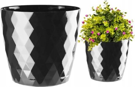 Galicja Osłonka na kwiaty czarna plastikowa Cristal 20 x 18 cm